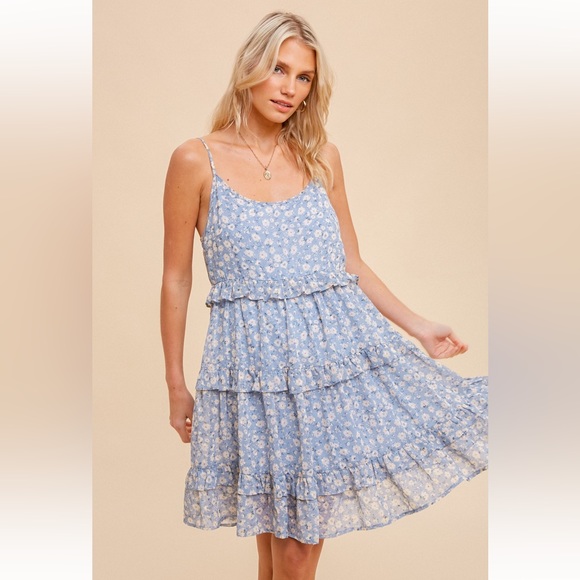 🆕Floral Chiffon Cami Babydoll Ruffle Dress Coastal Cowgirl - Picture 4 of 5